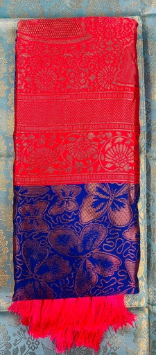 Red with blue border saree 1